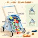 Wiqins Wooden Baby Push Walker, 10-in-1 Baby Walker Toys with Wheels for Toddlers 18 Months, Detachable Montessori Activity Board Toy & Storage for 1 Year Old Boys Girls Learning to Walk