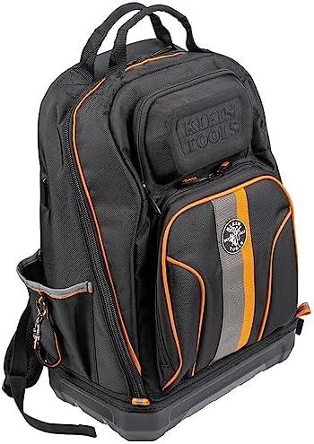 Klein Tools 62800BP Backpack Tool Bag, Tradesman Pro Extra-Large 40-Pocket Electrician Jobsite Backpack with Molded Bottom, Charging Port