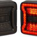 FIERYRED LED JK Tail Lights Compatible with 2007-2017 Jeep Wrangler JK, Smoked Rear Tail Lights for Turn Signal, Running/Brake and Reverse, 2PCS