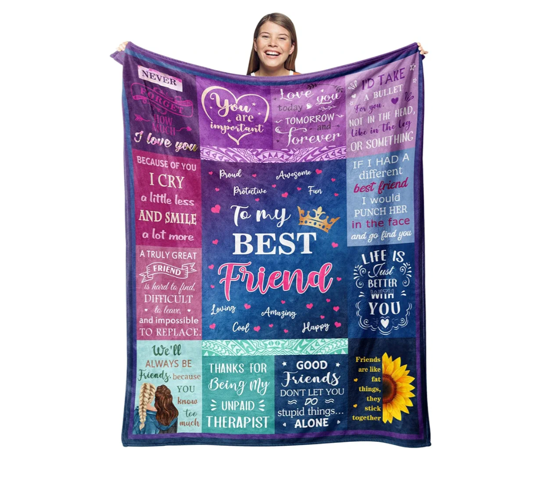 Best Friend Blanket - Bestie Birthday Gifts for Women - Friendship Throw 50"X60" - Friendship Gifts
