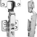 2pcs Professional Grade Full Overlay Soft Close Cabinet Hinges Frameless Concealed Cabinet Door Hinges European Soft Closing Four-Hole Mounting Plate Hinges Nickel Plated Finish (1 Pair)