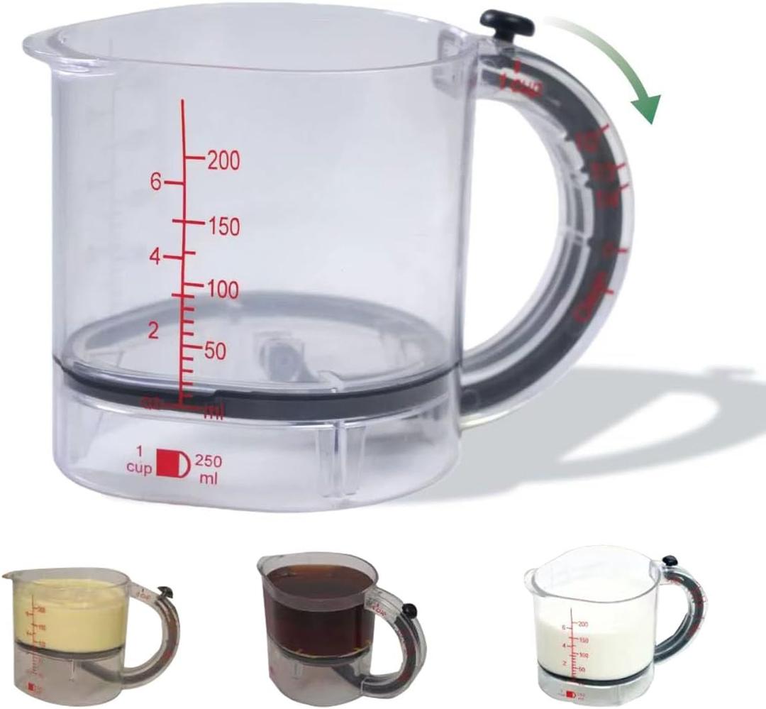 4 In 1 Adjustable Measuring Cup, 2026 New -Adjustable Measuring Cups With Handle,Up Cup Measuring Cup with Scraper-Style Seal Base, No Waste Design For Cooking And Bakings (1PCS)