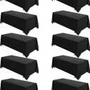 VidaFete Table Cloth 10 Pack 90 * 156inch Rectangle Tablecloth Polyester, Stain Wrinkle Resistant Polyester Dining Table Cover for Kitchen Dinning Party Wedding Rectangular Tabletop Decoration(Black)