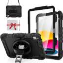 iXTRA Shockproof Case for iPad 11th Gen 11'' A16 2025, iPad 10th Gen 10.9'', Rugged Case with Screen Protector, 360 Rotating Handle & Stand, Shoulder Strap, Pencil Holder for Men Kids, Camouflage