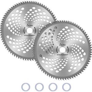 (2-Set) 10" x 80T Carbide Tip Brush Blades – for Cutter, Trimmer, Weed Eater | Made from Premium Stainless Steel That Lasts Long | Cuts Like Butter
