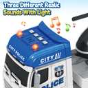 SpringFlower Toddler Boy Toys, 25" Large Police Truck Toy with Racing Car and Helicopter,3 in 1 Police Car Boy Toy, Christmas Birthday Gifts for Kids 3 4 5 6 Years Old