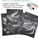 Scratch Art Adult DIY Paint by Scratch Rainbow Scratch Paper Art Colorful Sketches Scratch with 5 Scratch Tool for DIY Craft Gift Ocean World