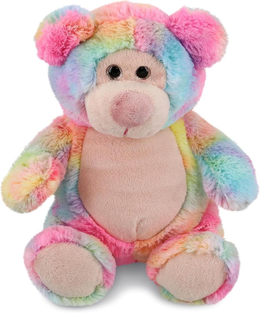 DolliBu Rainbow Bear Stuffed Animal Soft Huggable Teddy Bear Stuffed Toy, Adorable Playtime Wildlife Plush Toy, Cute Cuddle Gifts for Kids and Adults 9 Inch