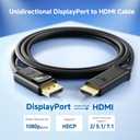 Cable Matters Unidirectional DisplayPort to HDMI Cable - 25ft, Gold-Plated DP to HDMI Cable, Display Port to HDTV/Monitor/Projector Conversion Cord