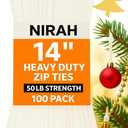 Zip Ties 14 inch Clear White, 50 lbs Strength, UV resistant, Self-locking, Multi-purpose Long Cable Ties, Wire Ties Heavy Duty Tie Downs for Office, Home, Outdoors, Cable Management by Nirah