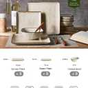 Famiware Square Ceramic Dinnerware Set for 8, Plates and Bowls, Light khaki
