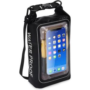 IP68 Waterproof Dry Bag, 2L - Roll Top Waterproof Pool BagDry Bags for Kayaking Waterproof-w/Phone Pouch,Large Waterproof Phone Pouch,Boating & Kayak Accessories Camping (Black)