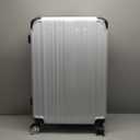 Coolife Luggage Expandable(only 28") Suitcase PC+ABS Spinner 20in 24in 28in Carry on (white grid new, L(28in))
