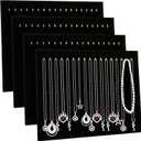 CertBuy 4 Pack Black Velvet Necklace Display Stands for Selling Jewelry Necklace Display Stand with 17 Hooks Jewelry Storage Holder for Chain