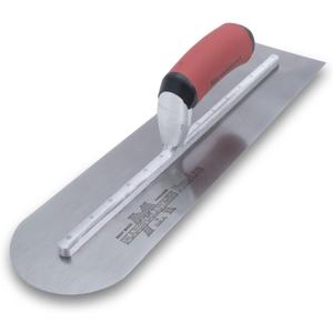 MARSHALLTOWN 14 x 4 inch Rounded Front High Carbon Steel Finishing Trowel, Concrete Tools, DuraSoft Handle, XtraLite Mount, MXS64RED