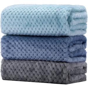Newwiee 3 Pcs Baby Blankets 30 x 40 Soft Neutral Fuzzy Blanket for Toddler Infant Newborn Stroller Travel Supplies(Bright Color)