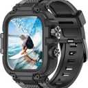 Goton IP68 Waterproof Rugged Band for Apple Watch 46mm/45mm/44mm with Case build-in Screen Protector  Heavy Duty Sport Strap Compatible with iWatch Series 11/10/9/8/7/6/5/4/SE (Matte Black)