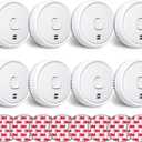 Ecoey Smoke Detector, Smoke Alarm with Advanced Photoelectric Technology, Fire Alarm Smoke Detector with Test Button and Low Battery Reminder, Fire Alarm Used in Bedroom, Home, FJ138, 8 Packs