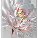 SYGALLERIER Abstract Silver Metal Wall Arts Hand Crafted 3D Floral Aluminum Artwork Modern Sculpture Contemporary Metallic Pictures Framed for Living Room Bedroom Bathroom Decor, 16"L x 12"W