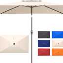 6.6x10ft Rectangular Patio Umbrella, 2 Tiers Outdoor Table Umbrellas with Push Button Tilt and Crank for Patio, Pool, Backyard, Deck, Picnic, Yard (Beige)