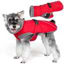 KYEESE Waterproof Dog Coat, Warm Windproof Jacket, Turtleneck Winter Dog Coats for Small Dogs with Leash Hole, Reflective Pet Clothes & Outdoor Apparel, Thick Fleece-Lined Winter Jacket, Red, Large