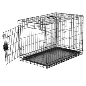 Amazon Basics Durable, Foldable Metal Wire Dog Crate with Tray, Single Door, 30 x 19 x 21 in, Black