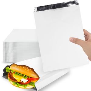 200 Pack Sandwich Wrappers, 10 Inch Aluminum Insulated Hot Dog Wrap Pouch, 4lb Foil Hamburgers Bags for Breakfast, Lunch, Food Truck, Burritos, BBQ, Fast Food, Serving, Grease Resistance | Foldable