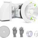 512M 6 Inch Through-the-Wall Exhaust Fan with White Grille, 80 CFM, 4.0 Sone, 16-Inch Retractable Duct, Household Ventilation Fan for Attic, Garage, Kitchen and Bathroom Exhaust Fan, Bathroom Vent Fan