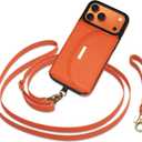Keallce Case for iPhone 17 Pro 6.3'' Crossbody Wallet Case, Lanyards & Wrist Straps with Phone Tabs, Flip Case with RFID Blocking 4 Card Holder Slots Kickstand, Protective Cover for Women, Orange