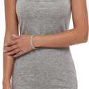 Vrtige Women's Square Neck Sleeveless Slit Tank Nightgown Sleepwear Chemise (Gray, M)