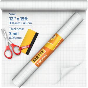 Matte Self Adhesive Laminating Roll 12 x 15ft - 3 MIL Matte Clear Laminate Vinyl Roll for Stickers