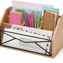 Prosumer's Choice Bamboo Desk Organizer for Office and Home  Natural Bamboo Mail Organizer for Countertop - Wooden Desktop Organizer for Mail, Files, Letters, and Tabletop Storage