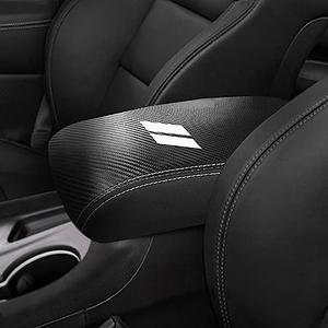 YOSRTER for Dodge Durango Accessories 2021 2022 2023 2024 2025 Center Console Armrest Cover Interior Box Anti-Scratch Leather Central Armrest Decoration (Carbon Fiber White)