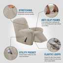 H.VERSAILTEX Velvet Recliner Chair Covers 1-Piece for Reclining Chair, Recliner Cover Feature Thick Luxury and Soft Fabric with Elastic Bottom, Anti-Slip Foams Attached (Oatmeal,X-Large)