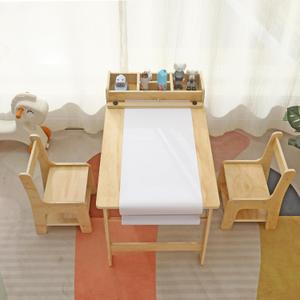 Kids Art Table and Chair Set with Shelves for Endless Creativity,Children can Learn, Draw, do Crafts and Other Activities on This Table, Natural, 
42.1 x 23.6 x 25.6 inches