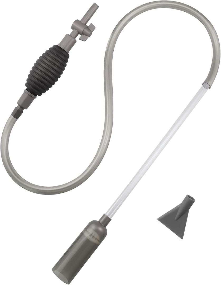 Aquarium Siphon Vacuum Cleaner for Gravel and Sand, Fish Tank Vacuum Gravel Cleaner, Manually Fish Tank Water Changer (Grey)