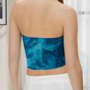 qdl Floral Tie Dye Tube Top Women Y2k Strapless Tops Ruched Sleeveless Strapless Crop Tank (Blue, S)