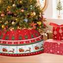 Christmas Tree Skirt Red White Cloth Christmas Tree Base Cover Skirts Decor for Xmas Party Holiday Home Garden (Christmas, 36Inch)