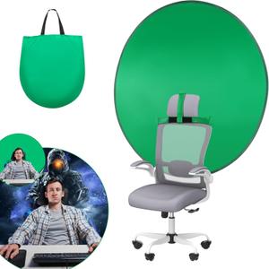 Green Screen Chair,56 IN Collapsible Green Screen Backdrop Kit,Pop Up Green Screen for Streaming with Storage BagPortable Greenscreen Backdrop for Photography,Gaming,Streaming,Zoom Meeting and Gaming