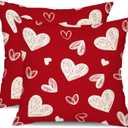 DFXSZ Valentine's Day Pillow Covers 18x18 Inch Set of 2 White Hearts Decor Red Throw Pillow Covers Valentine's Day Cushion Case Decoration for Sofa Couch