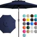 JEAREY 9 ft 2-Tiers Patio Umbrellas Outdoor Table Market Umbrella w/Push Button Tilt/Crank, 8 Sturdy Ribs, UV Protection Waterproof Sunproof(Navy Blue)