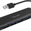 NewQ Small USB Hub for Laptop: 4 USB 3.0 Port Compact Size Mini USB Splitter, 5Gbps Ultra Slim Portable USB Adapter Compatible with MacOS/Windows, Xbox, Flash Drive, Mobile HDD, Keyboard, Mouse etc