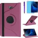 Case for Samsung Galaxy Tab A 10.1 inch 2016 (SM-T580 T585 T587), 360 Degree Rotating Stand Case Smart Protective Cover,with Stylus Pen,Screen Film (Purple)