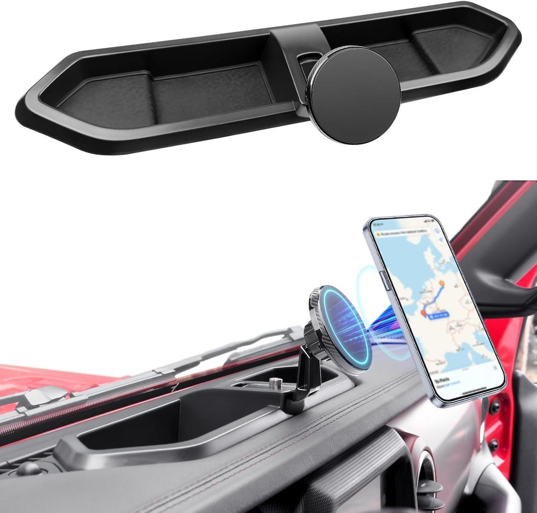 Magnetic Phone Mount Holder Fit for 2018-2023 Jeep Wrangler JL JLU&Gladiator JT Car Dashboard Multi-Mount Phone Holder Dash Tray for 2023 Jeep JL/JT Accessories(2018-2023 4X4, Not for 4XE)