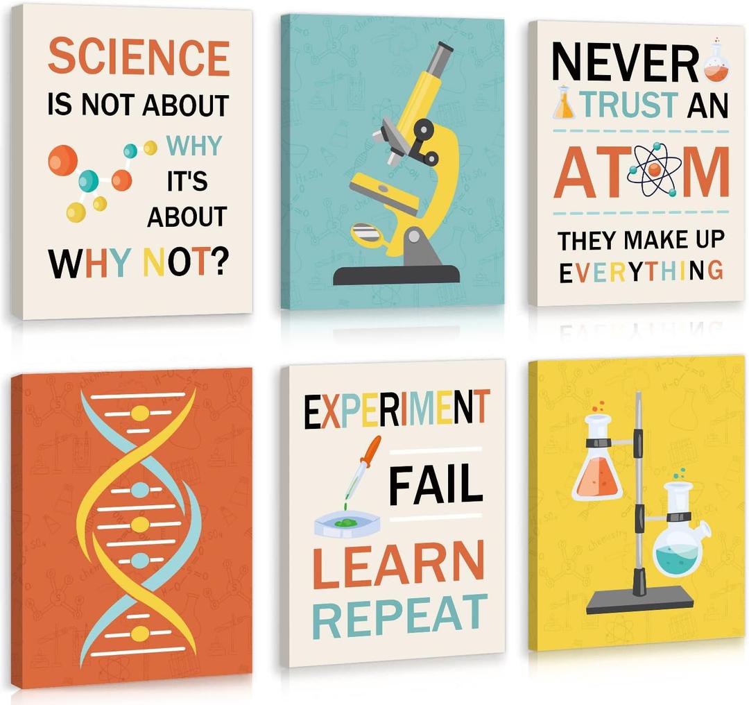 KAIRNE Science Wall Art,Inspirational Science Quotes Canvas,Fun Experiment Room Decor,Chemistry Wall Decoration,Motivational Explore Paintings for Classroom,Playroom,Middle High School (8x10inch)