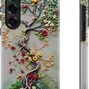 Esdot for Samsung Galaxy S23 Case - Wireless Charging Compatible Dual-Layer Soft Silicone + Hard Shell - Wildflower Design - Protective Phone Cover for Women Girls - Tree of Life