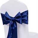 Pack of 50 Wedding Satin Chair Sashes Navy Bows 7x108inch Ribbon Fabric Bands for Banquet Party Hotel Restaurant Ceremony Event Chairs Knots Ties Decorations - Navy, 50PCS