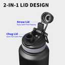 32 oz Insulated Sports Water Bottle with Straw, Vacuum Stainless Steel Water Flask with Handle, Thermal Metal Water Cup Mug with 2-in-1 Lid, Lavender