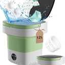 Portable Washing Machine, 12L Large Capacity Laundry Washer Cleaning for Underwear, Baby Clothes, Shirts,Small Delicates. Foldable Mini Washer and Dryer Combo for Apartment,Hotel,Camp,RV,Travel(Green)