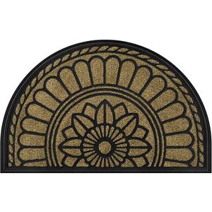 Mibao Half Round Door Mat, Non-Slip Welcome Entrance Way Mat, Durable Rubber Door Mats, Low-Profile Heavy Duty Doormat, Half Circle Mats for Garage, Patio, High Traffic Areas, 23.5" x 35.5", Brown, 1'11" x 2'11"